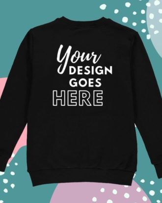 Customised Unisex Black Fleece Sweatshirt for Printing (Men, Women, Kids)