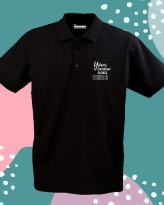 Customized Plain Black Polo Shirt for Men (Front Pocket and Back Print)