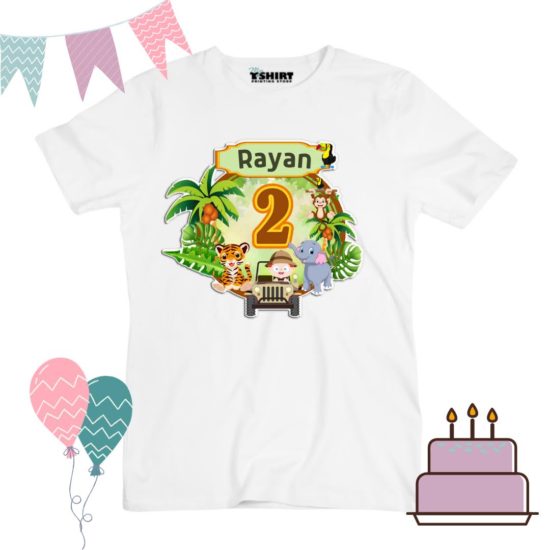 Customized Animal Safari Forest Birthday T-Shirt For Kids