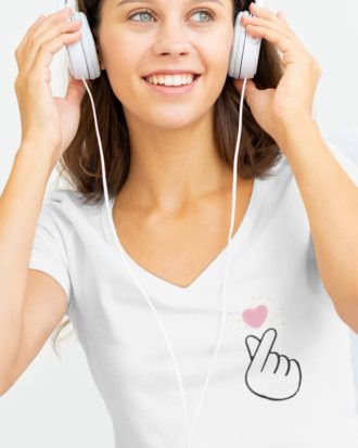 Kpop BTS Hand Heart V-Neck T-Shirt for Girls Shop Online Pakistan