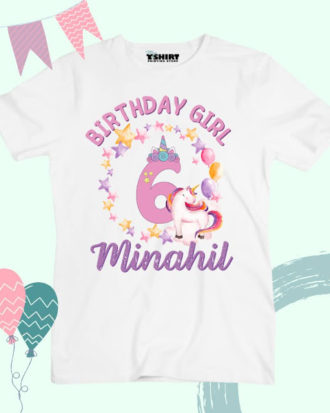 Unicorn Birthday Girl Shirt With Custom Name & Age