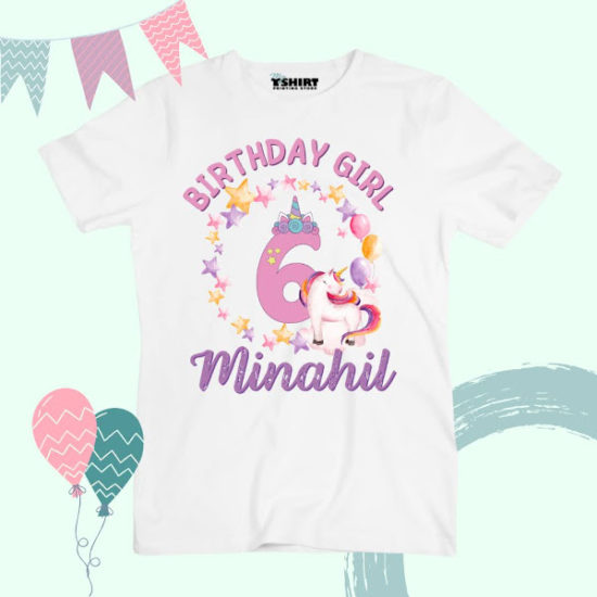 Unicorn Birthday Girl Shirt With Custom Name & Age