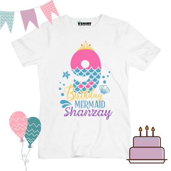 Birthday Mermaid Shirt with Custom Name & Age
