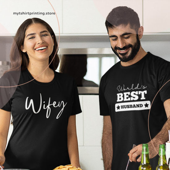 Wifey & World's Best Husband Graphic T-Shirt For Men & Women